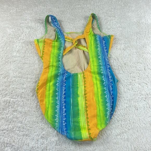 Vintage 90s Energy Zone Neon striped swimsuit, size 11/12 - Picture 6 of 8